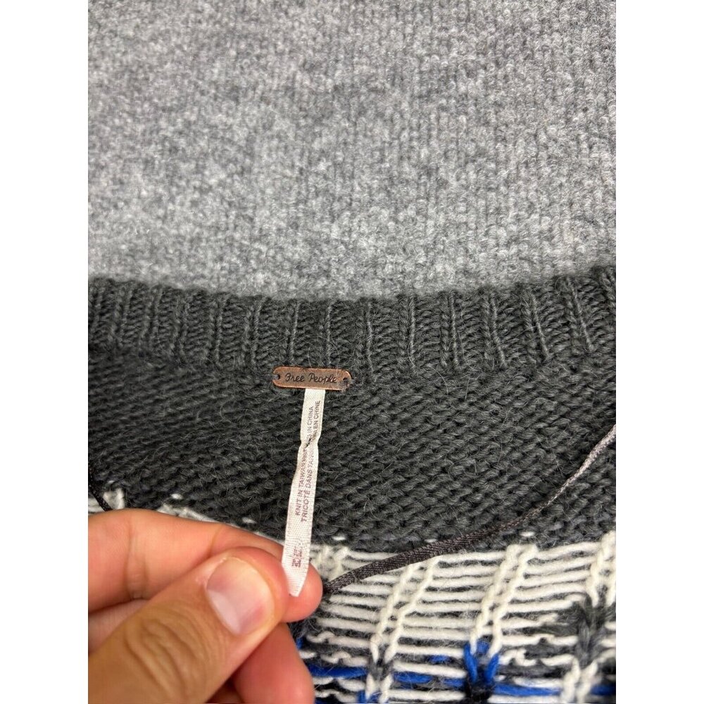 Free People Gray Blue Fair Isle Open Cardigan - Picture 2 of 9